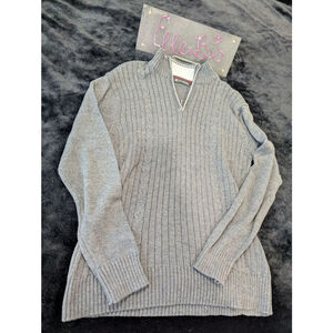 EUC Bachrach Mens Charcoal Gray Zip Front Sweater XL